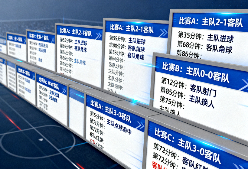 实时比分数据面板展示多场比赛的比分与比赛事件